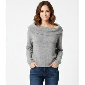 by ANTHROPOLOGIE Sweater Womens Gray Cowl Neck Tunic Sweater Sz M Viscose EUC